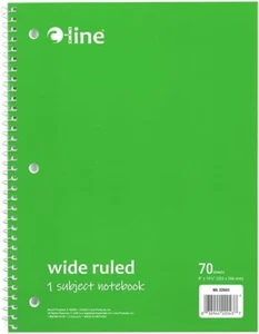 C-Line 1-Subject Notebook, Wide Ruled, Green, Case of 24 (22043-CT) - Picture 1 of 4
