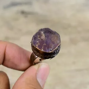 African Amethyst Rough Copper Electroformed Adjustable Ring Size Adjustable - Picture 1 of 6