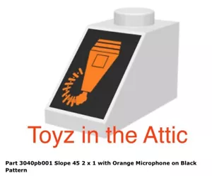 Lego 1x 3040pb001 White Slope 45 2 x 1 with Orange Microphone on Black 6783 - Picture 1 of 1