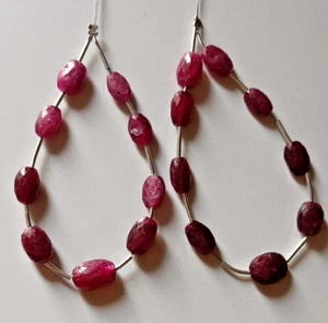 40Cts Natural African Ruby Fine Cut Oval Loose Beads For Jewelry 5x7 - 7x9 MM-4" - Picture 1 of 4