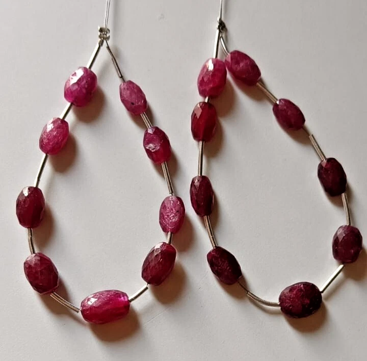 40Cts Natural African Ruby Fine Cut Oval Loose Beads For Jewelry 5x7 - 7x9 MM-4" - Image 1 of 4