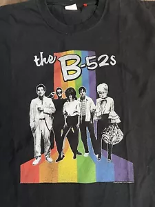 Throwback B-52 Rainbow Print Black T Shirt Size Large - XL Used See Pics - Picture 1 of 7