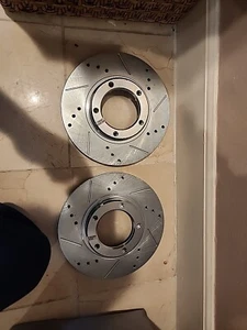 Disc Brake Rotor Set-Front Drilled, Slotted and Zinc Plated Brake Rotor Pair - Picture 1 of 4