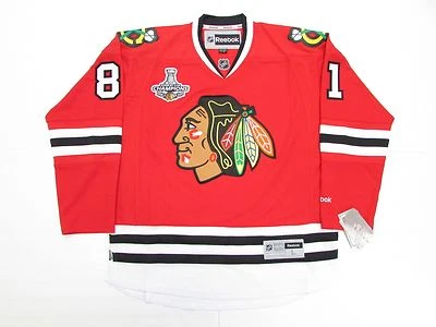 HOSSA CHICAGO BLACKHAWKS HOME 2015 STANLEY CUP CHAMPIONS REEBOK PREMIER JERSEY - Image 1 of 4