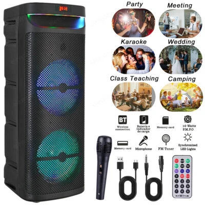 10" Dual Tieftöner Tragbar Bluetooth Lautsprecher Soundsystem DJ Party Fernbedienung FM mit Mikrofon - Bild 1 von 4