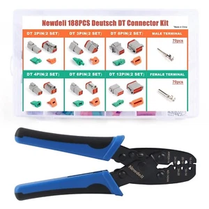 Newdeli 188pcs Deutsch Connector Kit Size 16 with Molex Crimper 24-14 AWG Non... - Picture 1 of 9