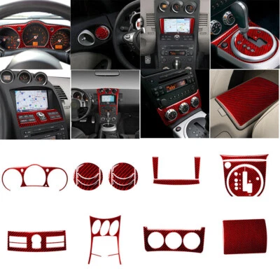 Kit completo de cubierta interior de fibra de carbono rojo 21 piezas para Nissan 350Z 2006-2009 Foto 1 de 4