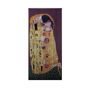 Bamboo Beaded Curtain Hand Painted-The Kiss - Picture 1 of 2