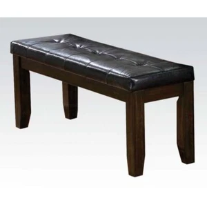 ACME Urbana Black PU Padded & Espresso/Cherry Finish 20"H Bench/ 40"H Side Chair - Picture 1 of 7