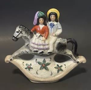 Vintage Staffordshire Porzellan Statue Figur Paar zu Pferd England - Bild 1 von 9