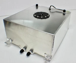 56 Litre Aluminium Fuel Cell Satin + Fuel Sender Dash 10 Fittings Hot Rod - Foto 1 di 5