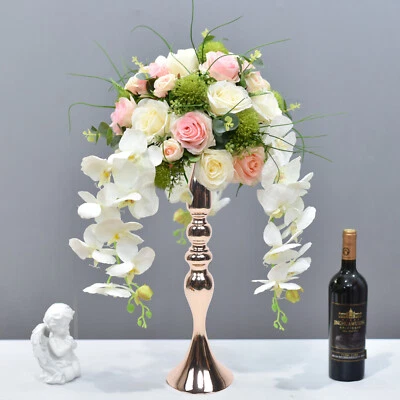 Centros de mesa de oro 10 piezas para candelabro de boda soporte de flores florero estante decoración Foto 1 de 4