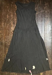 Vtg 30s Black Lace FISHNET Flowers Drop Waist HANDMADE Dress TLC PROJECT XS 6 8 - Picture 1 of 20