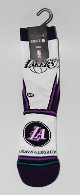 NWT Stance Men's White Purple City Edition NBA LA Lakers Crew Socks sz L - Image 1 of 4