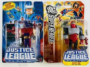 LOT OF 2 JUSTICE LEAGUE UNLIMITED ATOM SMASHER / RED ROCKET FIGURES MATTEL 2005 - Picture 1 of 2