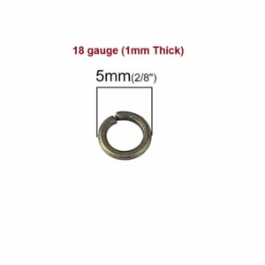 100 pcs Antique Bronze Open Jump Rings – 5mm – 18 Gauge - Picture 1 of 3