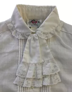 ¡De colección! Blusa Blanca Lanz Originals Victoriana Romántica Abotonada Encaje Pliegues ¡BONITA! - Imagen 1 de 8