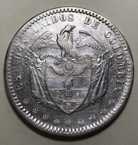 1863, EEUU Colombia Silver Peso Bogota Cover