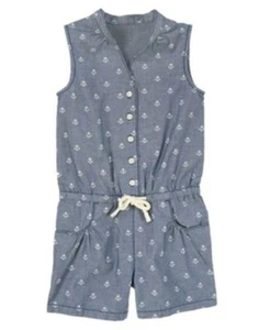 NWT Gymboree Stripes and Anchors 4 5 7 8 Allover Anchor Romper Jumper - Picture 1 of 1
