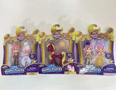 3 Shopkins Royal Trends Happy Places Queen Behave Prince Rowen Ruby & Royal Ruby - Imagem 1 de 4