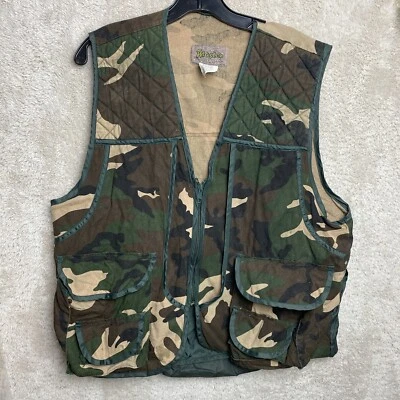 Master Sportsman Vest Mens M Jungle Fatigue Camouflage Zip Sleeveless Pockets - Image 1 of 4
