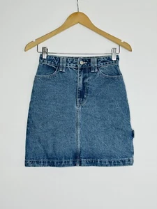 Dangerfield Size 6 Women's Skirt Mid Wash Blue Denim Boho High Rise Mini Pockets - Picture 1 of 11
