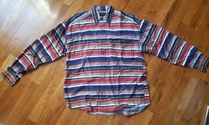 Vintage 90's Structure Multi-color Striped Men's Button Down Shirt 100% Cotton - Picture 1 of 7