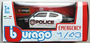 Bburago 2006 Dodge Charger nero/bianco POLICE 1:43 nuovo/imballo originale modellino auto polizia - Foto 1 di 3