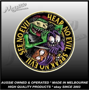 SEE HEAR SPEAK NO EVIL - THREE WISE MONSTERS - 120mm x 120mm - Decal / Sticker - Picture 1 of 1
