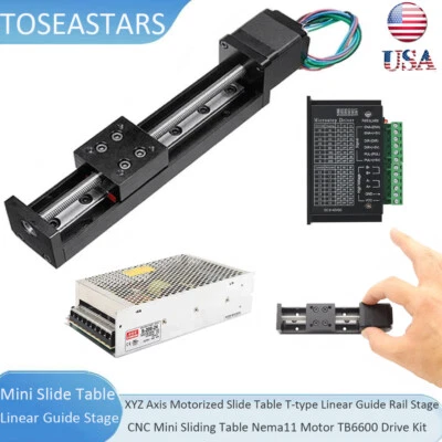  Linear Guide Rail Stage 28mm Motor CNC Slide Table TB6600 24V Power Supply Kit - Image 1 of 4