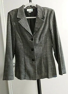 Danielle B. Vintage Made In USA Black Check Blazer Suit Jacket, Size 10 - Image 1 of 4