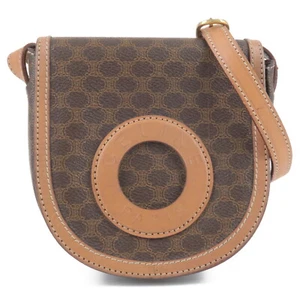 Auth CELINE Macadam Shoulder Bag Purse Brown PVC Leather Used - Picture 1 of 22