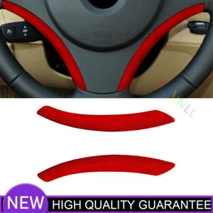 For BMW 1 Series E81 2007-2011 Red Suede Interior Cover Steering Wheel Trim 2PCS - Picture 1 of 7