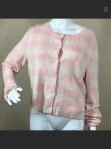 Cárdigan a cuadros Oscar De La Renta rosa búfalo precio de venta sugerido por el fabricante $1550 talla L (F10) - Imagen 1 de 6