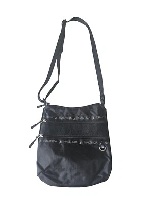 Bolso Bandolera Nautica Negro Nylon Mediano Para Mujer Hombro Cartera Cremallera 9.5x9 Foto 1 de 4