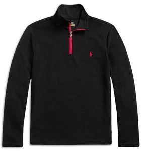Polo Ralph Lauren Big Boys Pique Quarter-Zip Pullover Sweatshirt 7 Black - NWT - Picture 1 of 1