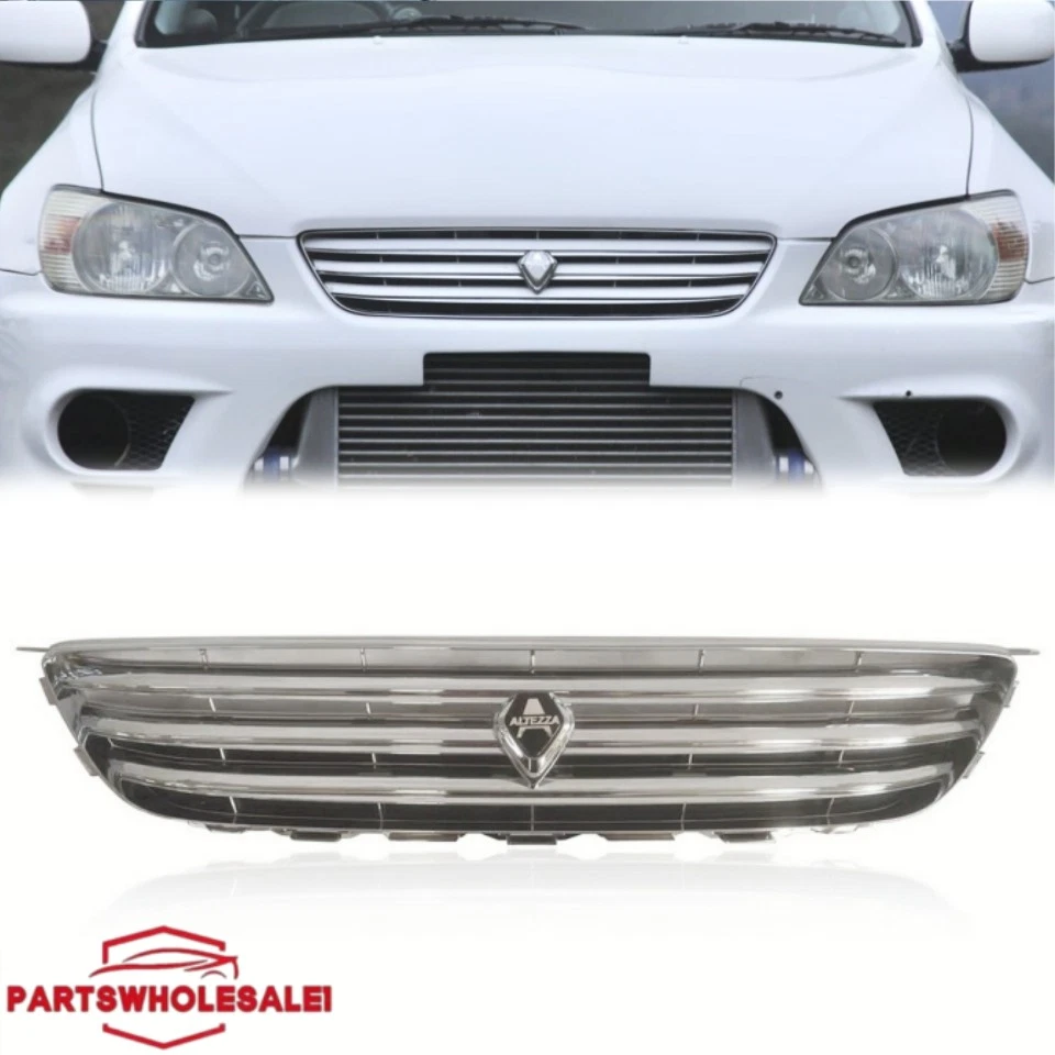 Front Grille Chrome W/Black Emblem Fit 2001-2005 Lexus IS300 IS200 Altezza Style - Image 1 of 4