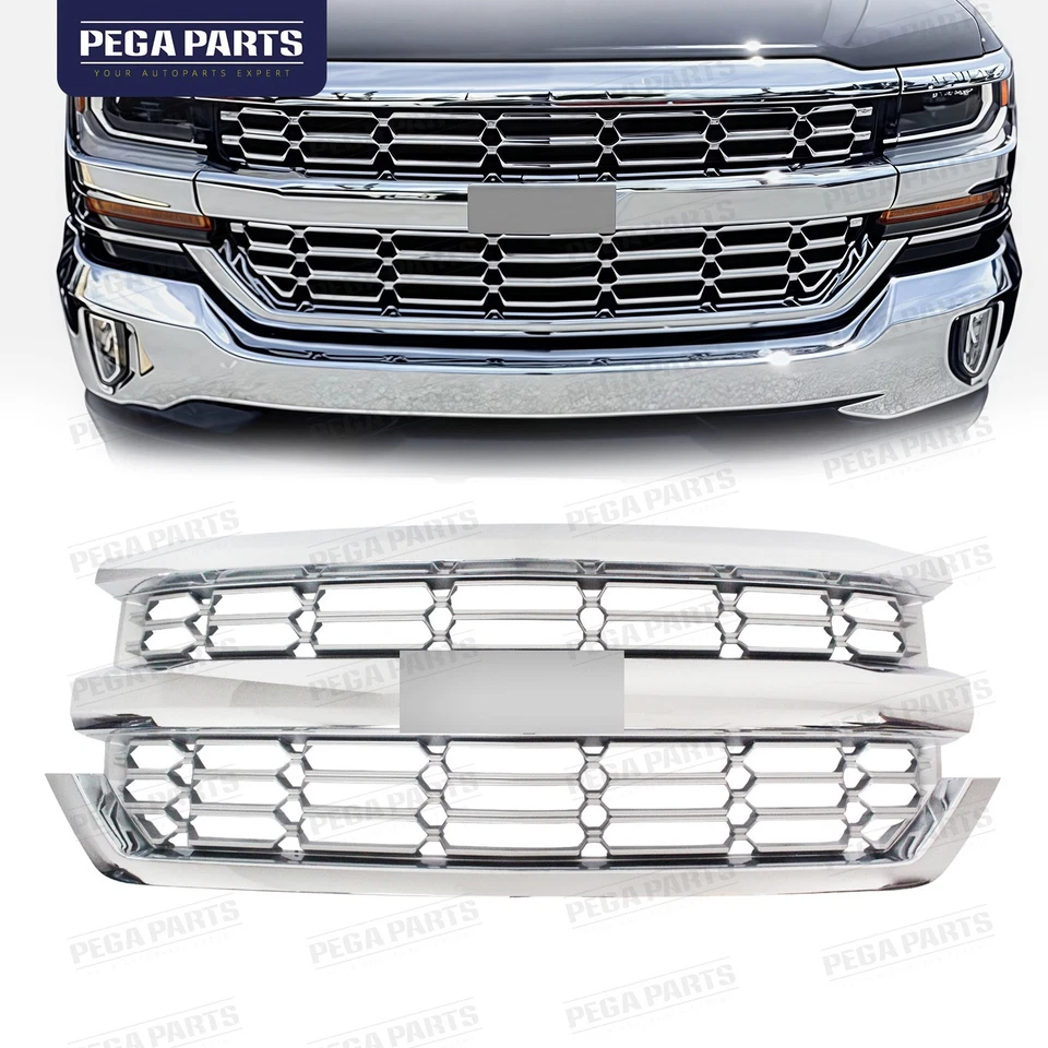 Front Upper Bumper Grille Chrome For 2016-2018 Chevrolet Silverado 1500 84134045 Foto 1 de 4