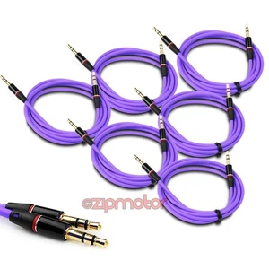 CABLE DE AUDIO 6X 4 PIES 3,5 MM AUX M/M PÚRPURA PARA LG OPTIMUS G2 L9 HTC DESEO MOTO X G - Imagen 1 de 1