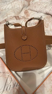 Hermes Gold Clemence GHW Mini Evelyne TPM Stamp W with Receipt - Image 1 of 4