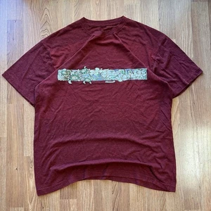 Vintage 90s surf Dark red turtles and flowers Hawaii wrap around tee | size L - Picture 1 of 5