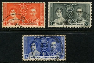 Malaya Str.Sett. - 1937 Coronation Set SG 275/77 FU Cv £ 1 [B9050] - Imagen 1 de 2