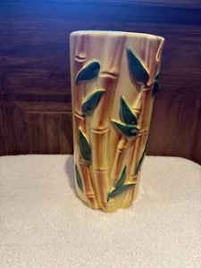 Yellow Bamboo theme Vase Vintage - Picture 1 of 4
