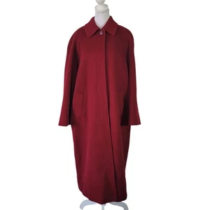 Cinzia Rocca Size 10 Italian Wool Cashmere Blend Red Long Line Coat Collared - Picture 1 of 14