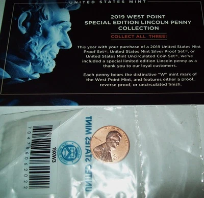 2019 US WEST POINT Special Edition Lincoln Penny OGP PROOF - Image 1 of 2