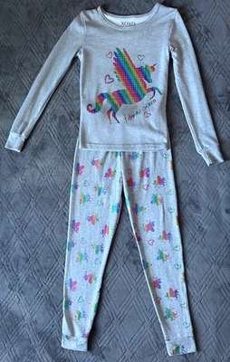 Conjunto de pijama de 2 piezas arco iris unicornio para niñas XOXO ropa de dormir talla 8 top y pantalones Foto 1 de 4