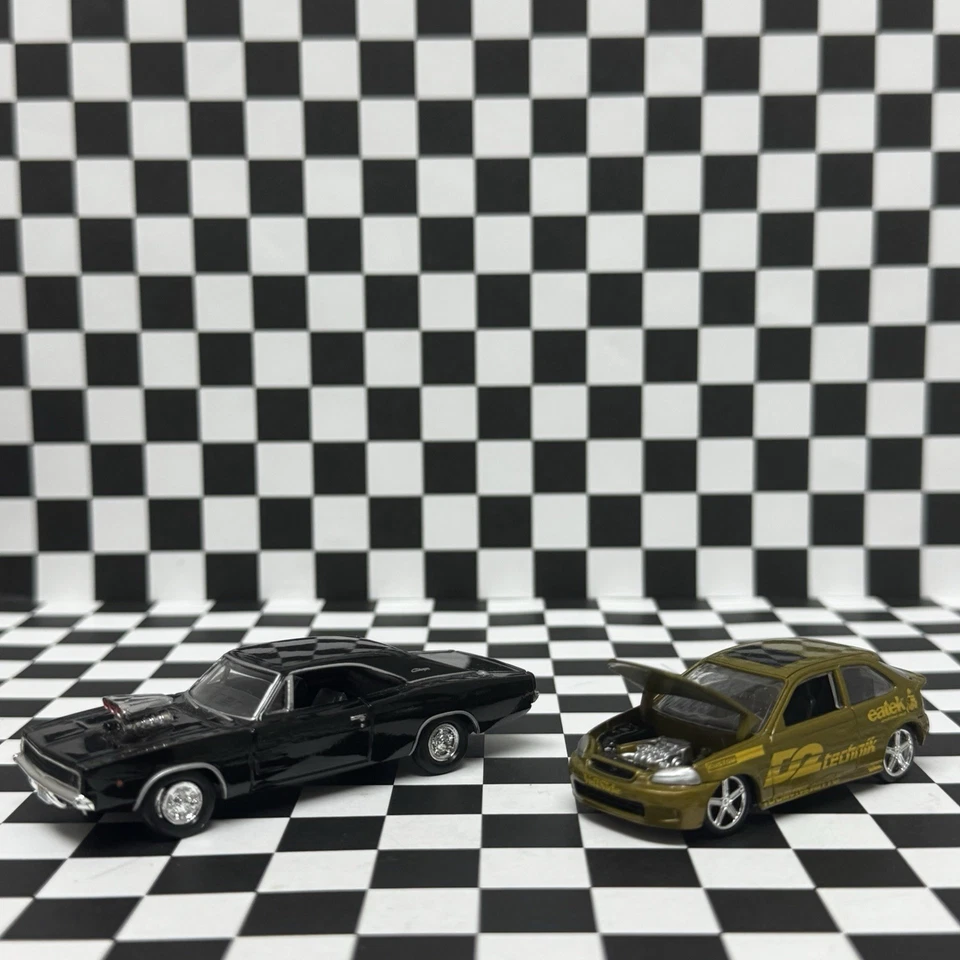 💥 Винтаж - Revell масштаб 1:64 литой The Fast & Furious Dodge Charger + Civic - Изображение 1 из 4