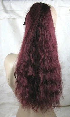 rojo cereza ondulado rizado encrespado hinchado cola de caballo pieza de extensión de cabello vestido de fantasía Foto 1 de 3