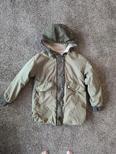 Zara Girl’s Long Jacket Coat Size 10 140 Hooded Sherpa Lined Full Zip And Snap - Picture 1 of 5