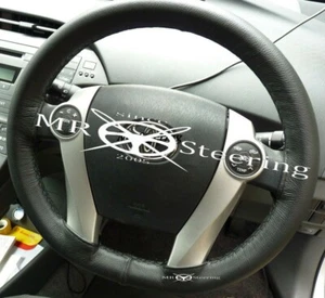 Se adapta a TOYOTA PRIUS + Plus Negro Cubierta de cuero real para el volante 2011-2017 - Imagen 1 de 12